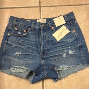 Blue Distressed Denim Shorts
